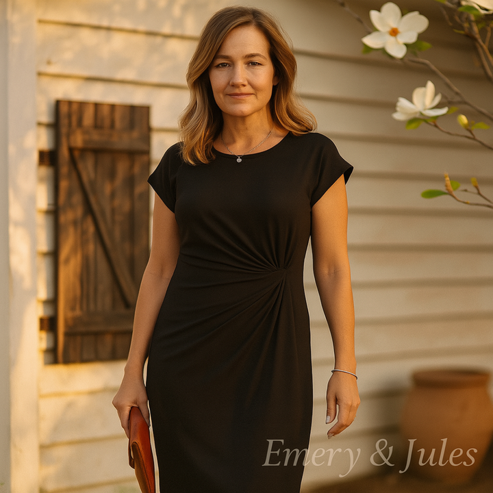 Alicah | Short Sleeve Formal Midi Dress