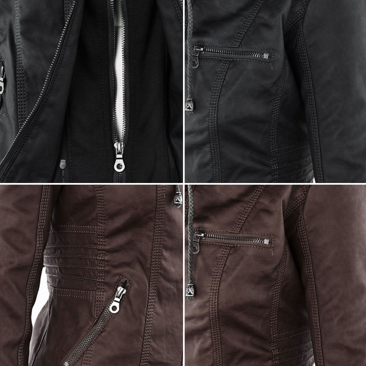 Odessa | Waterproof Leather Jacket with Hood