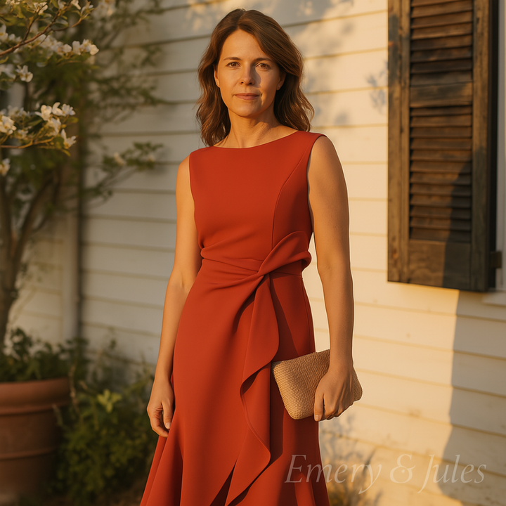 Cornelie | Draped Asymmetric Midi Dress