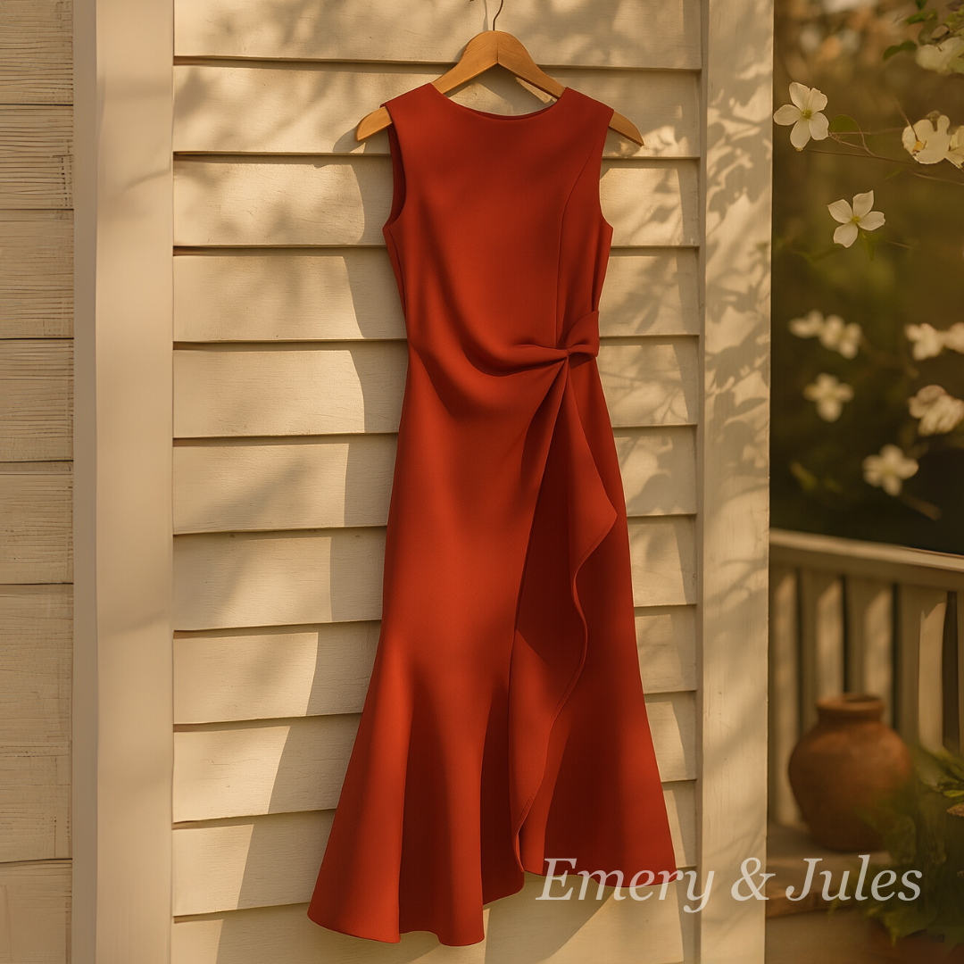 Cornelie | Draped Asymmetric Midi Dress