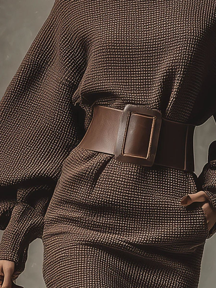 Camille | Short Knitted Dress With Structured Belt