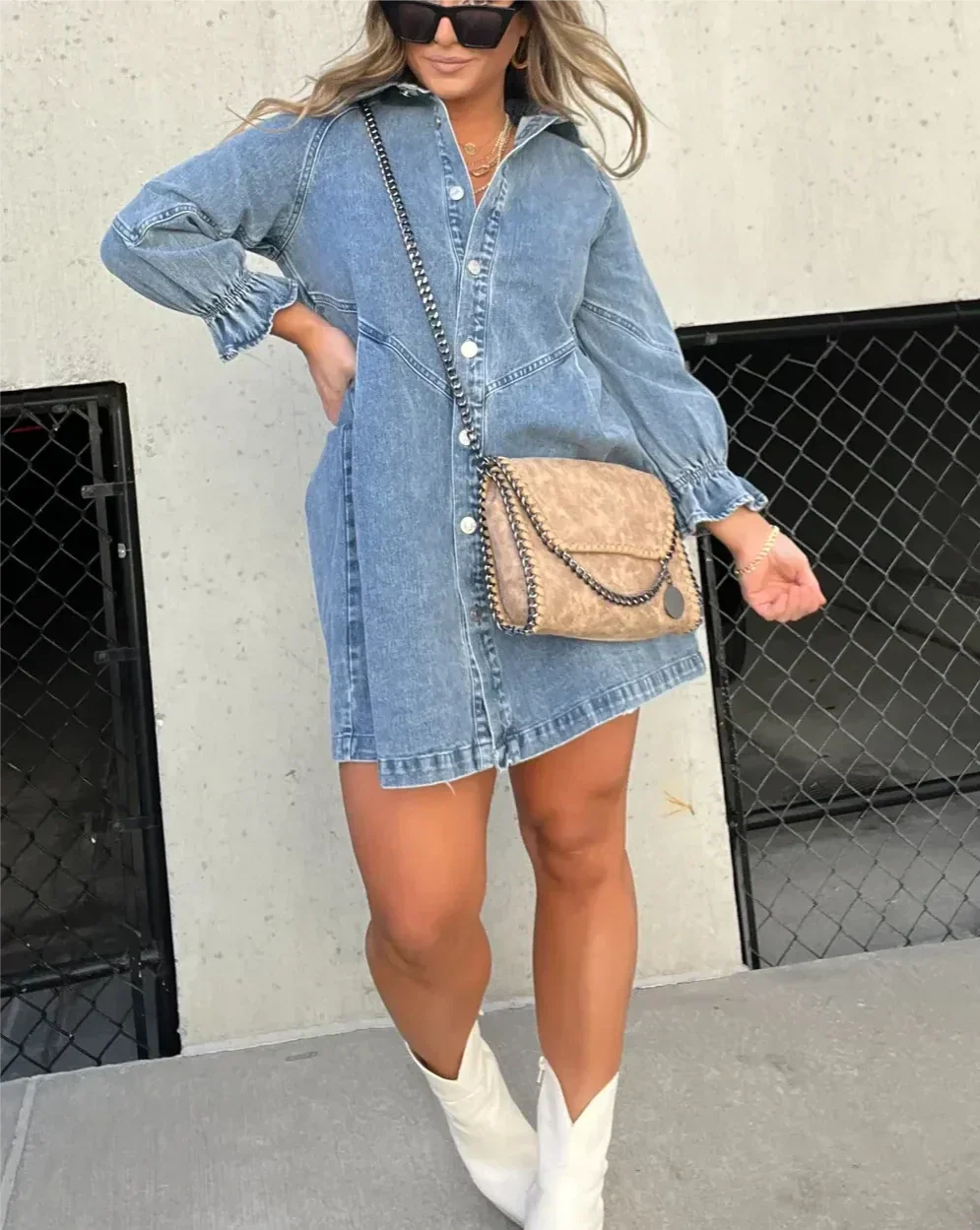Gayelle | Denim Dress Shirt Long Sleeve